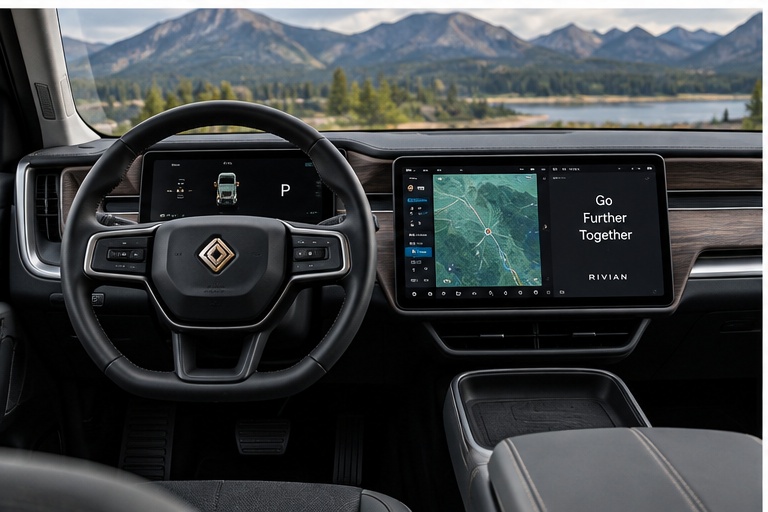 Rivian R1 interior and dashboard