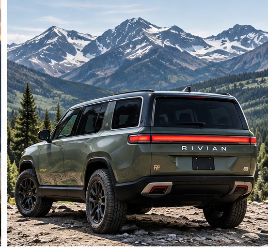 Rivian R1S electric SUV in the mountains